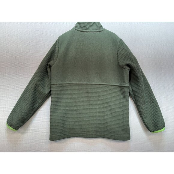 Lands End Boys Grid Fleece Zip Up Jacket Size M (8) Olive Green Beetle School - Picture 10 of 12